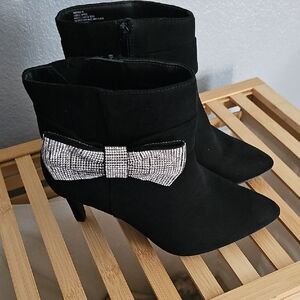 Torrid Black Ankle Boots with Sparkling Bow